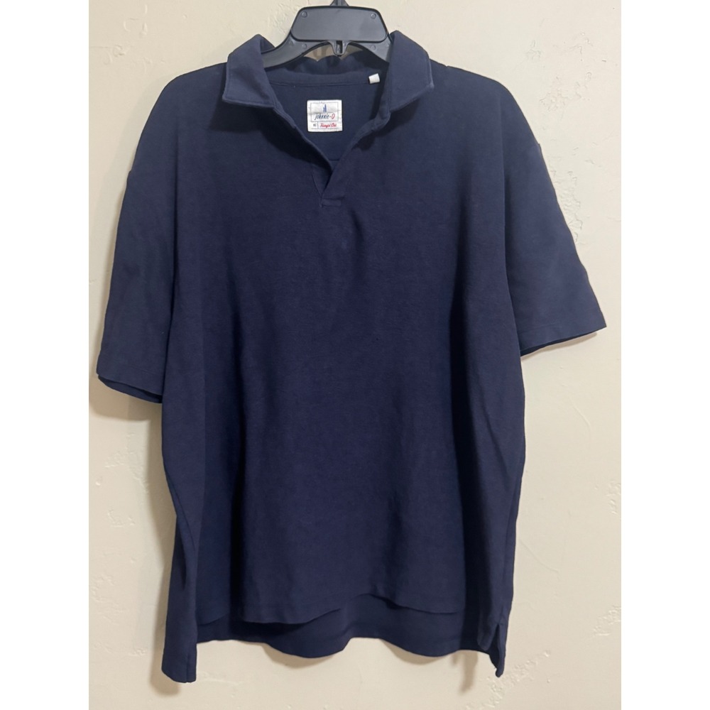 Johnnie-O polo XL navy 80% cotton knit johnny collar hangout surf wave
